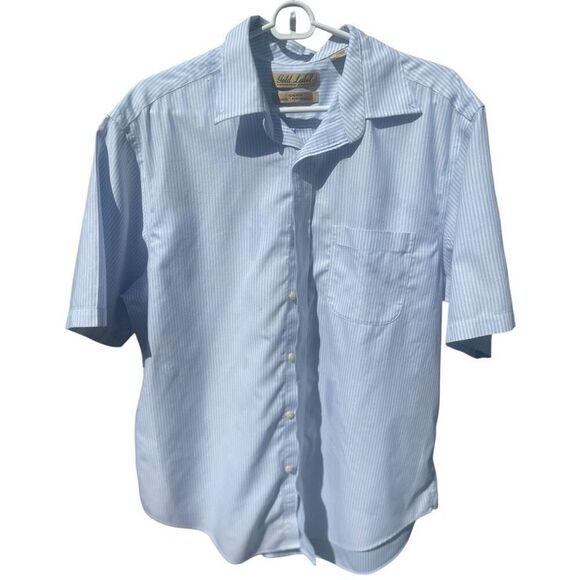 Men’s Roundtree & York Gold Label Blue Short Sleeve Button Shirt Size Large - Picture 1 of 4